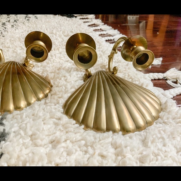 ✨SOLD✨Vintage Solid Brass Seashell Wall Sconce - Picture 9 of 9